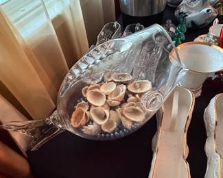 Vintage Blenko Style Hand-Blown Glass Fish Vase