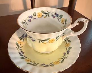 Royal Albert Bone China Teacup and Saucer - Yellow Blue Florals