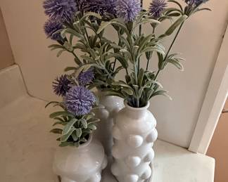 White Ceramic Bubble Bud Vase Set with Tray