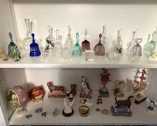 Collection of Vintage Glass Bells and Decorative Figurines