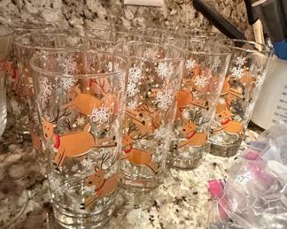 Vintage Libbey "Atomic Reindeer" Highball Glasses
