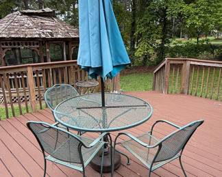 Vintage Woodard Wrought Iron Mesh Patio Dining Set