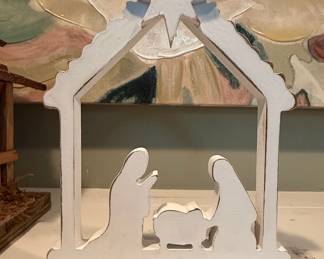 VHC Brands A Savior is Born Distressed Wooden Nativity Scene