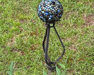 Mosaic Glass Gazing Ball with Metal Stand