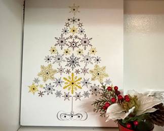 Snowflake Christmas Tree Canvas Wall Art
