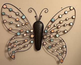 Decorative Metal and Capiz Shell Butterfly Wall Art