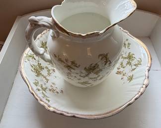Vintage Haviland Limoges Porcelain Wash Pitcher and Basin Set