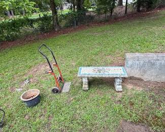 Vintage Concrete Mosaic Garden Bench