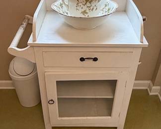 Vintage Painted Washstand with Pitcher and Bowl Set