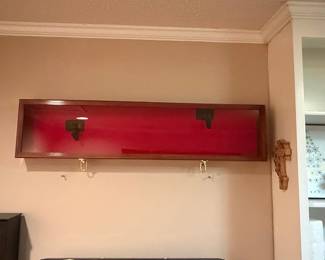 Wall-Mounted Display Case for Swords or Long Collectibles with Red Felt Interior