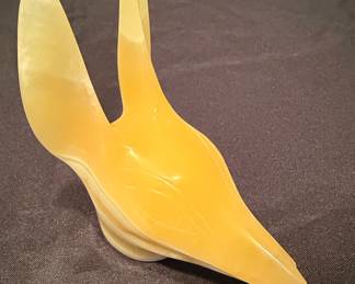 Hand-Carved Yellow Onyx Anubis Head Sculpture