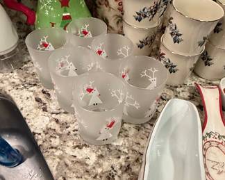 Frosted Glass Reindeer Christmas Tumblers