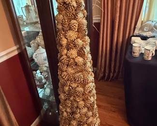 Handmade Gold-Painted Pinecone Christmas Tree