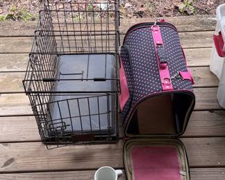 Used Pet Crate and Soft-Sided Carrier Bundle