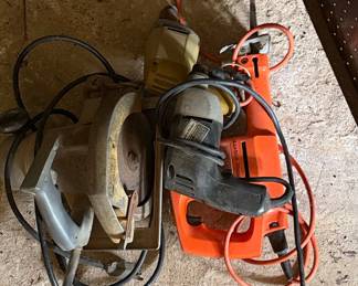 Vintage Black & Decker Power Tool Lot (Circular Saw, Reciprocating Saw, Drill)