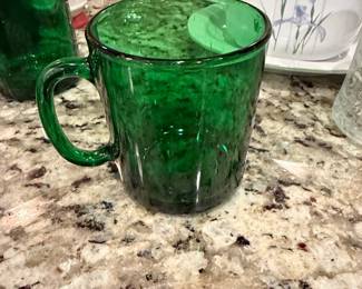 Vintage Emerald Green Glass Mug