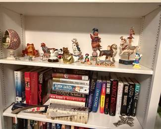 Collection of Jim Shore Heartwood Creek Figurines and Dean Koontz Hardcover Books