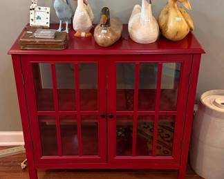 Red Glass Door Accent Cabinet
