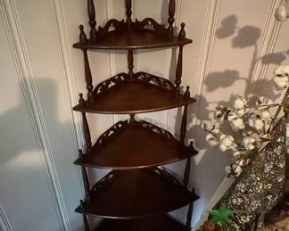 Antique Victorian Walnut 5-Tier Corner Etagere