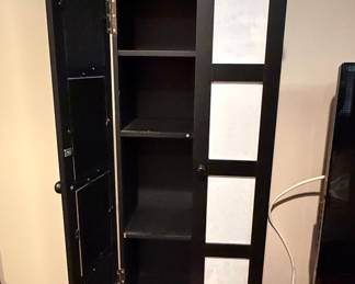Wall-Mounted Mirrored Music Armoire