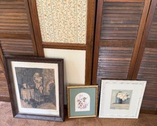 vintage charcoal art, framed art print titled "Hummingbirds" by Carolyn Shores Wright, June Roses by Danhui Nai