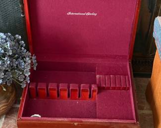 vintage wood flatware storage chest
