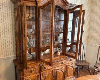 Traditional-style wood china cabinet, Crystal, Glass, China