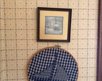 "The Opera House in Vienna" by Robert Kasimir, vintage hand made Chicken Scratch embroidery