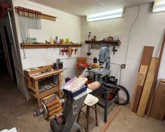 Delta Band saw, Industrial Sander/polisher, Clamps and misc tools