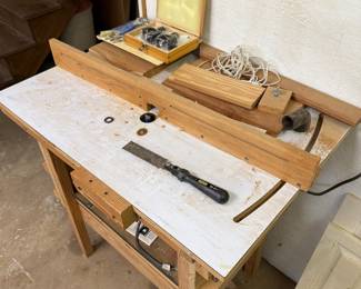 homemade wooden workbench router table