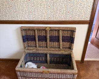 vintage wicker storage trunk