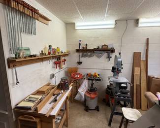 Delta Band saw, Industrial Sander/polisher, Clamps and misc tools