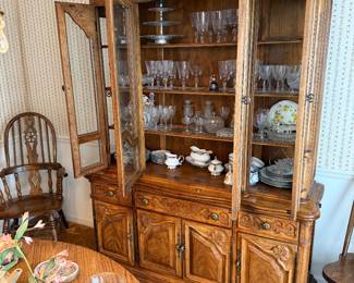 Traditional-style wood china cabinet, Crystal, Glass, China