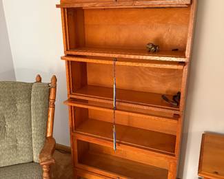 Vintage four-stack oak barrister bookcase