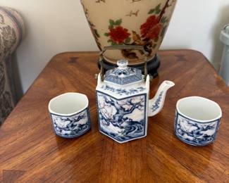 vintage Dolphin China tea set from the "Dynasty Blue" series