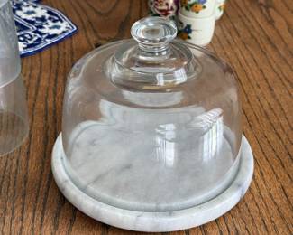 Marble Cheese Board Clear Glass Dome