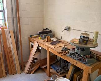 Delta BOSS (Bench Oscillating Spindle Sander), Delta Model 31-460 combo sander, Delta benchtop drill press (underneath)