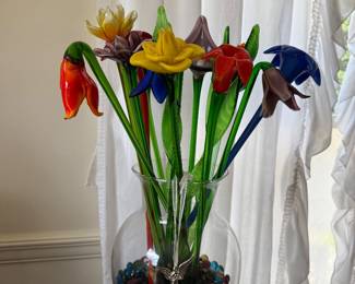 Hand blown flowers centerpiece