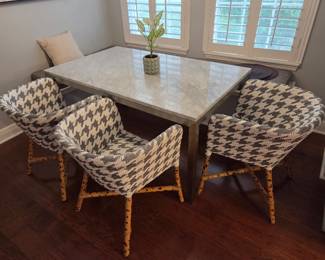 Marble Top Eat-In Table w/Metal legs 60"wide X 36"deep X 30" height