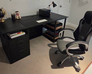 Multi shelf/drawer Desk with Integrated Hidden Power Strip 71"wide X 28.5"deep X 30"tall