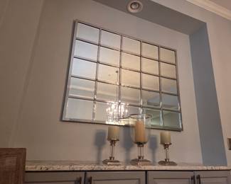 Silver Hurricane Candle Holder & Pillar Candles