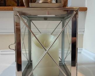 Modern Chrome and Wood Handle Lantern