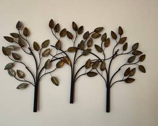 Three-Panel Metal Tree Wall Art with Multi-Toned Rustic Patina