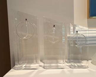 Vintage Lucite and Glass Oil Lamp Set