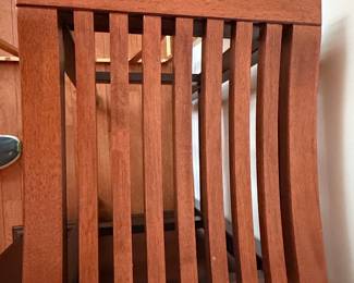 Contemporary Slat-Back Bar Stool with Natural Wood Seat