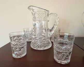American Brilliant Period Cut Glass Water Set