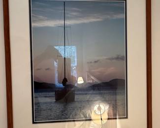 Framed Sailboat at Sunset Photography Print
