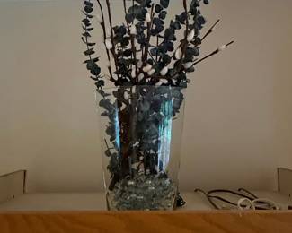 Preserved Eucalyptus and Pussy Willow Arrangement in Glass Vase