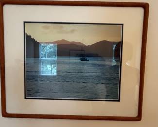 Framed Sailboat at Sunset Photographic Print