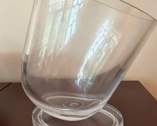 Vintage Slanted Glass Ice Bucket on Pedestal Base